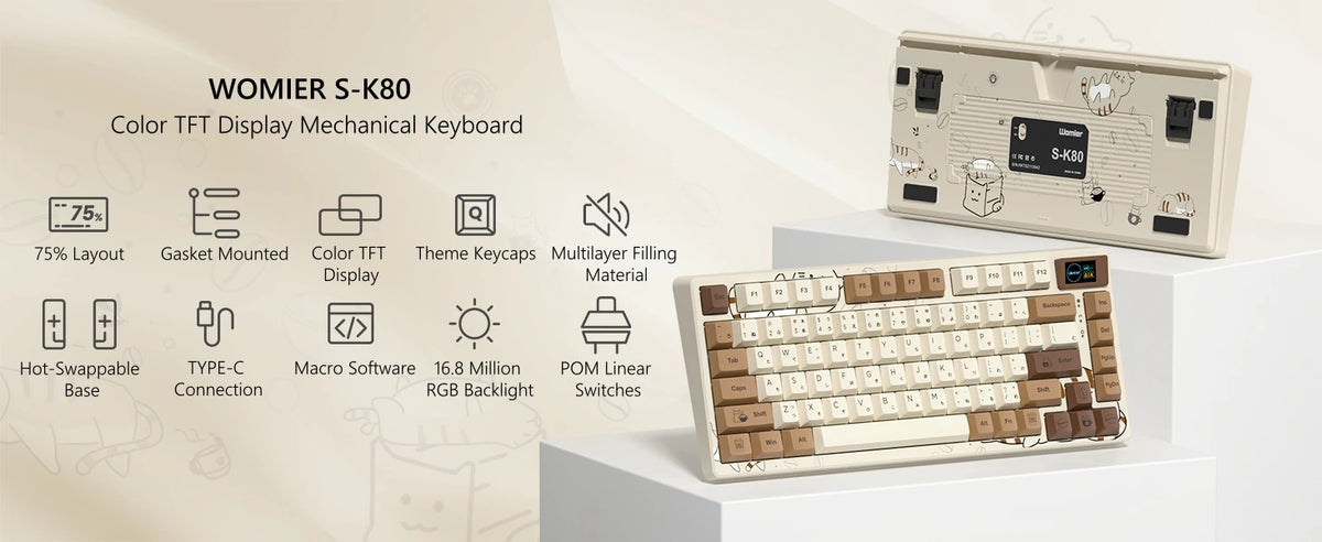 Womier S-K80 75% OLED – Teclado Mecánico Gaming Hot-Swap con Gasket y Diseño Único